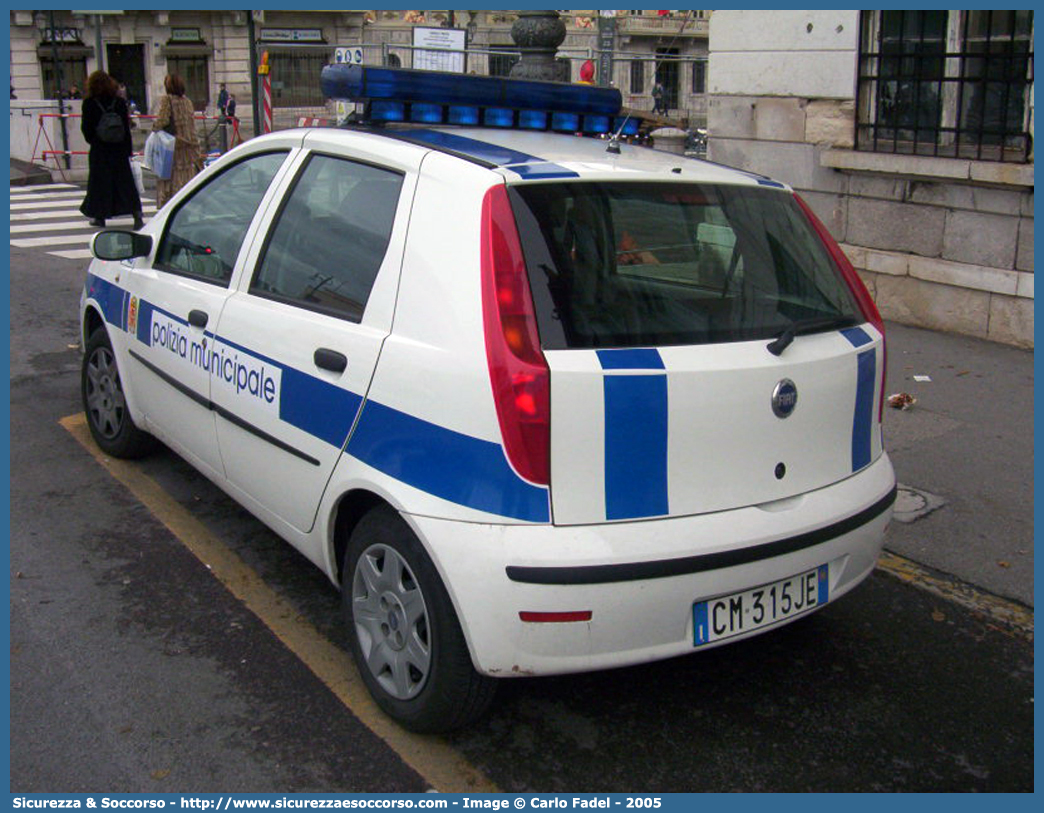 -
Polizia Municipale
Comune di Trieste
Fiat Punto III serie
Parole chiave: PL;PM;P.L.;P.M.;Polizia;Locale;Municipale;Trieste;Fiat;Punto