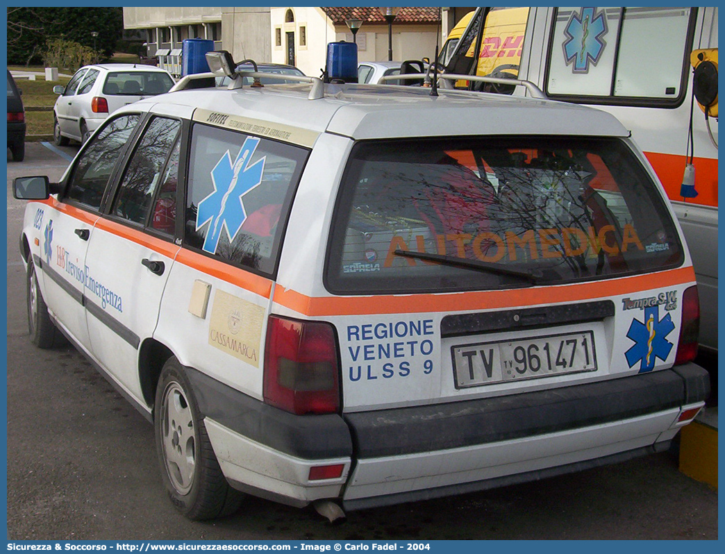 023
SUEM 118 Treviso Emergenza
Azienda ULSS 2 - Marca Trevigiana
Fiat Tempra Station Wagon
Allestitore MAF S.n.c.
Parole chiave: 118;SUEM;S.U.E.M.;Treviso;Emergenza;Automedica;Fiat;Tempra;Station;Wagon;MAF