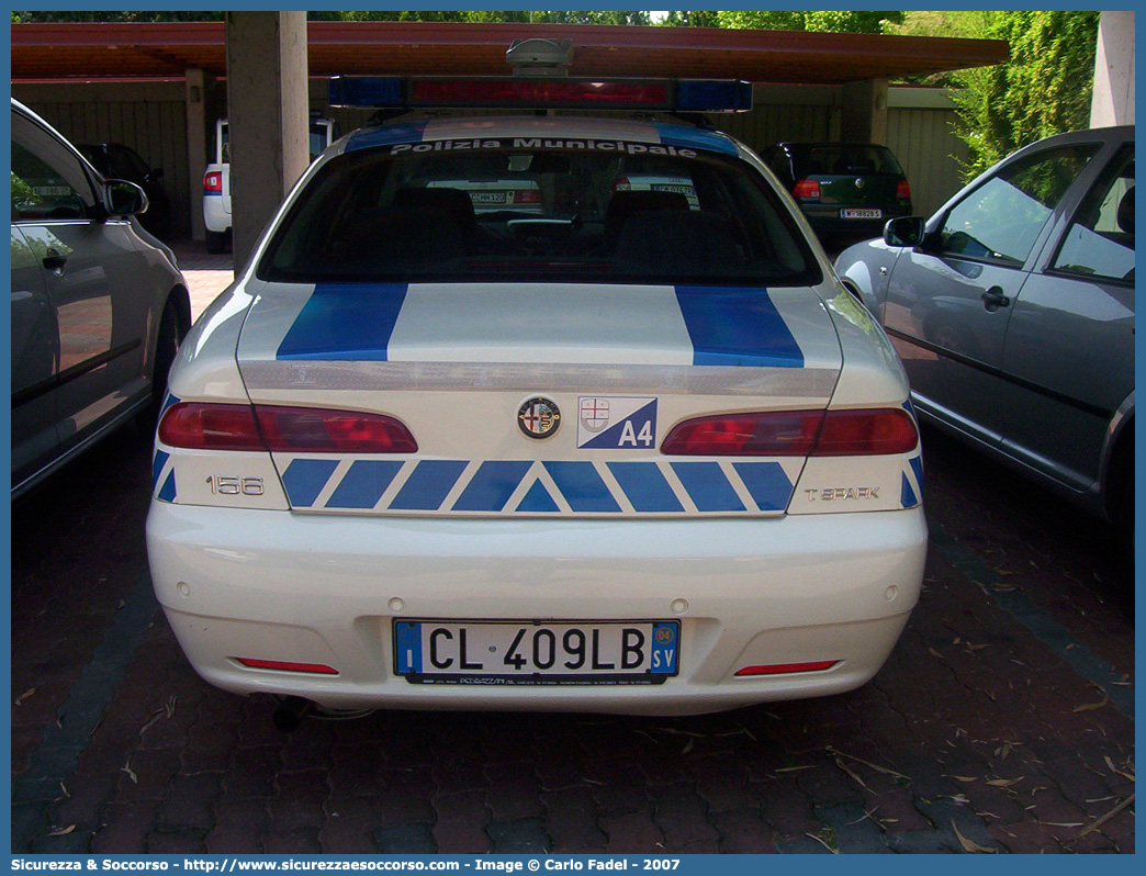 -
Polizia Municipale
Comune di Finale Ligure
Alfa Romeo 156 II serie
Parole chiave: Polizia;Locale;Municipale;Finale Ligure;Alfa Romeo;156