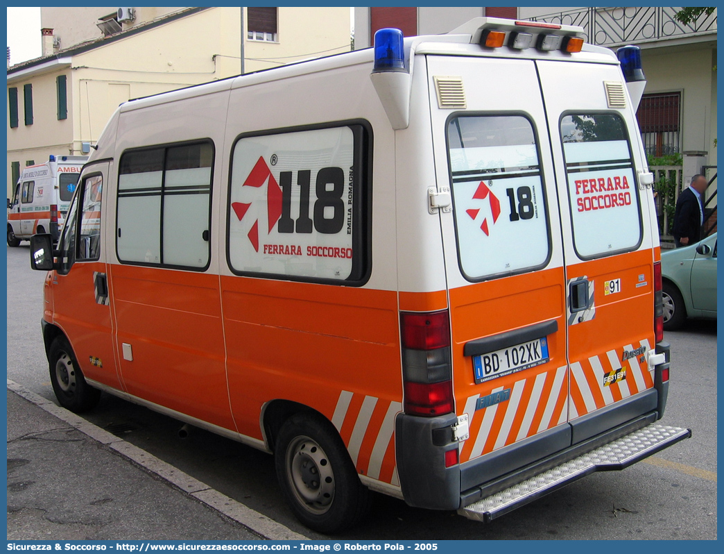 FE 3191
118 Ferrara Soccorso
Fiat Ducato II serie
Allestitore MAF S.n.c.
Parole chiave: 118;Ferrara;Soccorso;Ambulanza;Autoambulanza;Fiat;Ducato;MAF