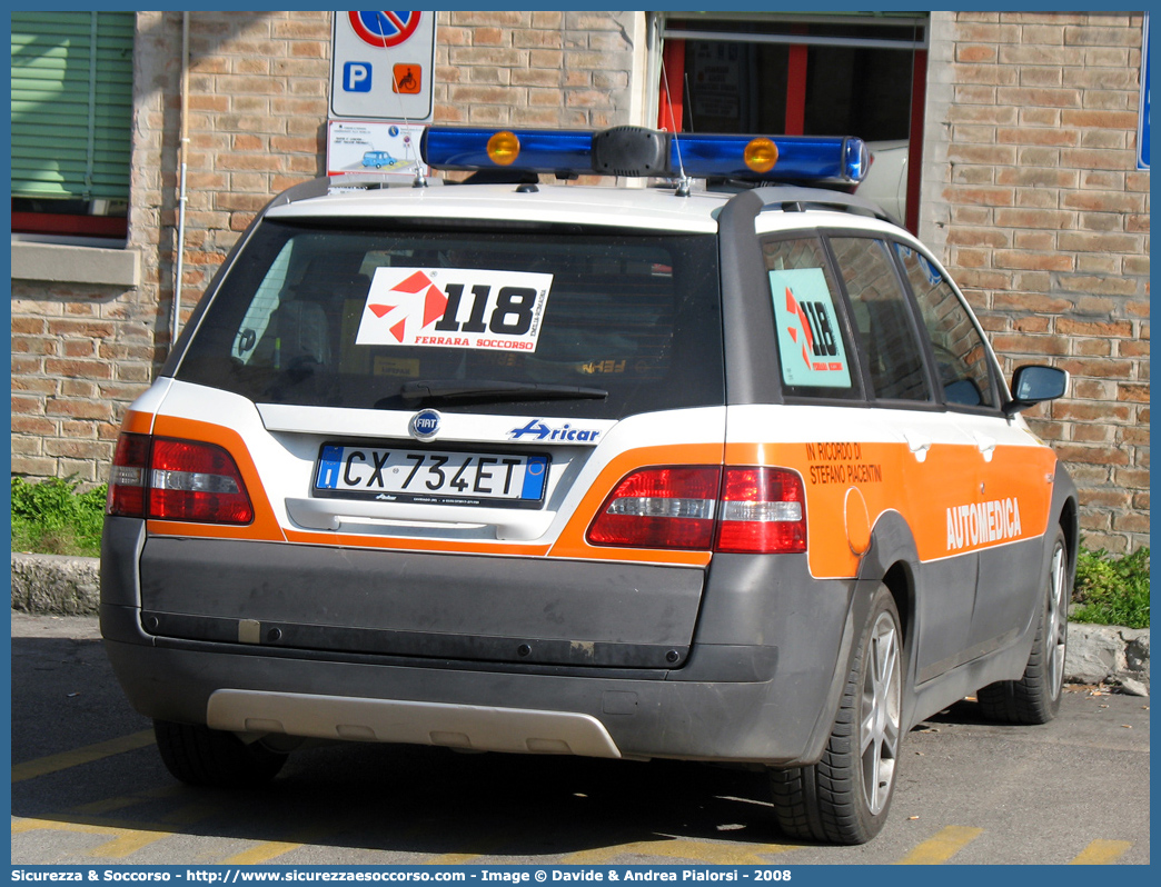 FE 3166
118 Ferrara Soccorso
Fiat Stilo Multiwagon Uproad
Allestitore Aricar S.p.A.
Parole chiave: 118;Ferrara;Soccorso;Automedica;Automedicalizzata;Auto Medica;Auto Medicalizzata;Fiat;Stilo;Multiwagon;Uproad;Aricar