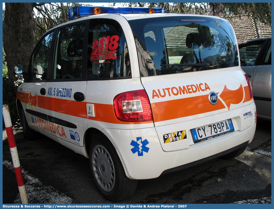 5981
118 Spezia Soccorso
Fiat Multipla II serie
Allestitore Vision S.r.l.
Parole chiave: 118;Spezia;Soccorso;Automedica;Fiat;Multipla;Vision