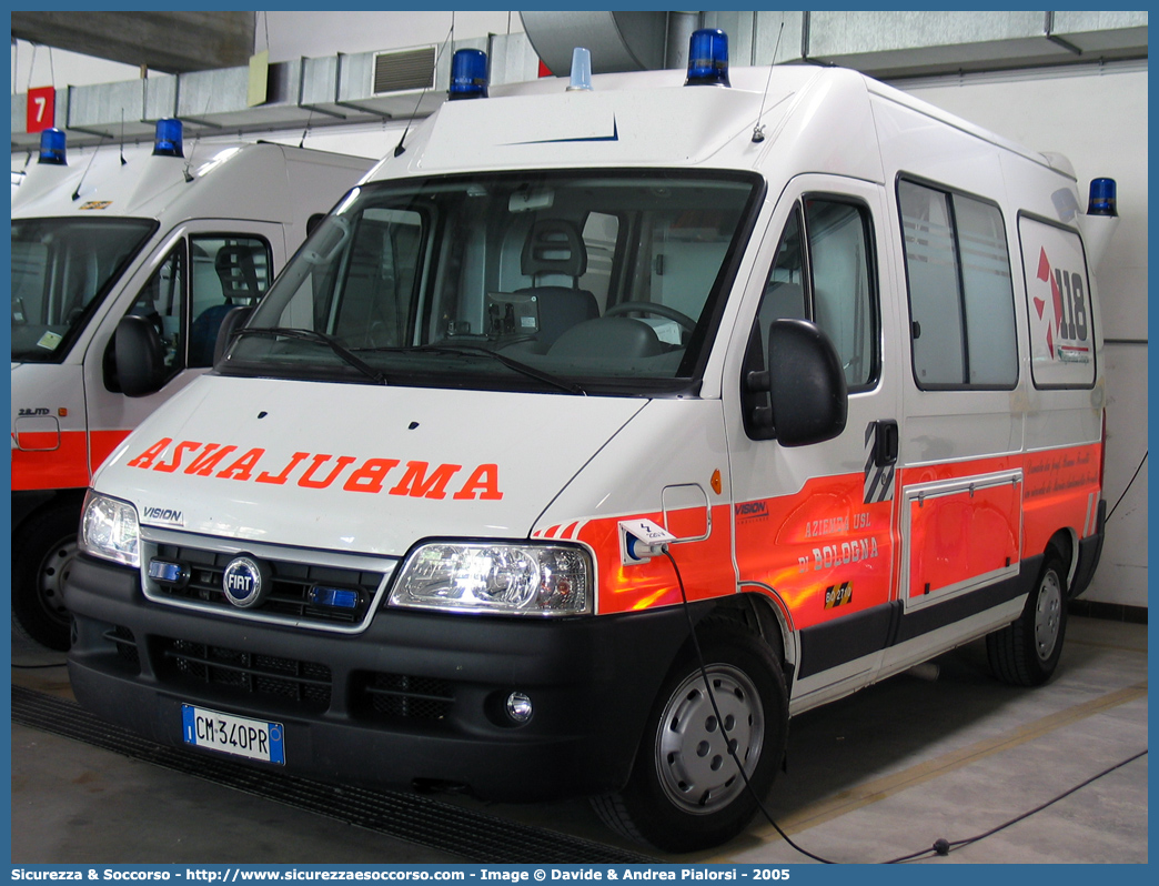 BO 0010
118 Bologna Soccorso
Fiat Ducato II serie restyling
Allestitore Vision S.r.l.
Parole chiave: 118;Bologna;Soccorso;Ambulanza;Fiat;Ducato