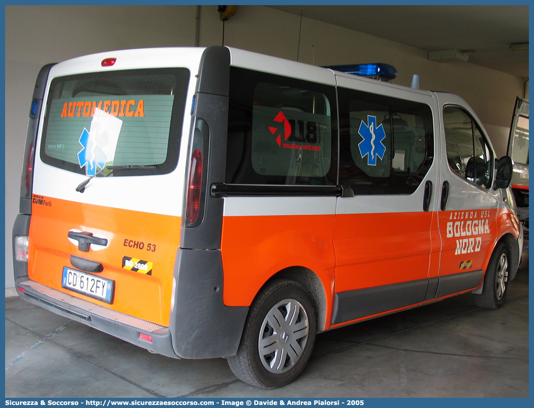 BO 2609
118 Bologna Soccorso
Renault Trafic III serie
Allestitore EDM S.r.l.
Parole chiave: 118;Bologna;Soccorso;Automedica;Automedicalizzata;Renault;Trafic;EDM