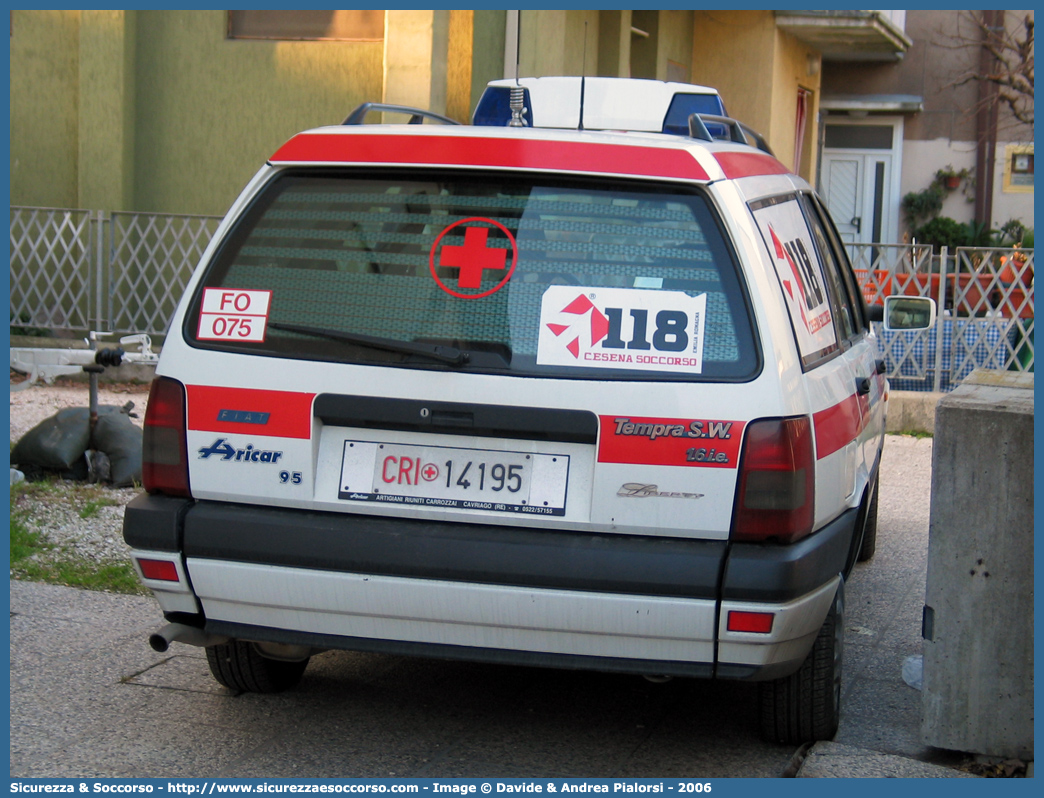 CRI 14195
Croce Rossa Italiana
Cesenatico
Fiat Tempra Station Wagon
Allestitore Aricar S.p.A.
Parole chiave: CRI;C.R.I.;Croce Rossa Italiana;Automedica;Auto medica;Automedicalizzata;Auto medicalizzata;Fiat;Tempra;Station Wagon;Cesenatico;14195;Aricar