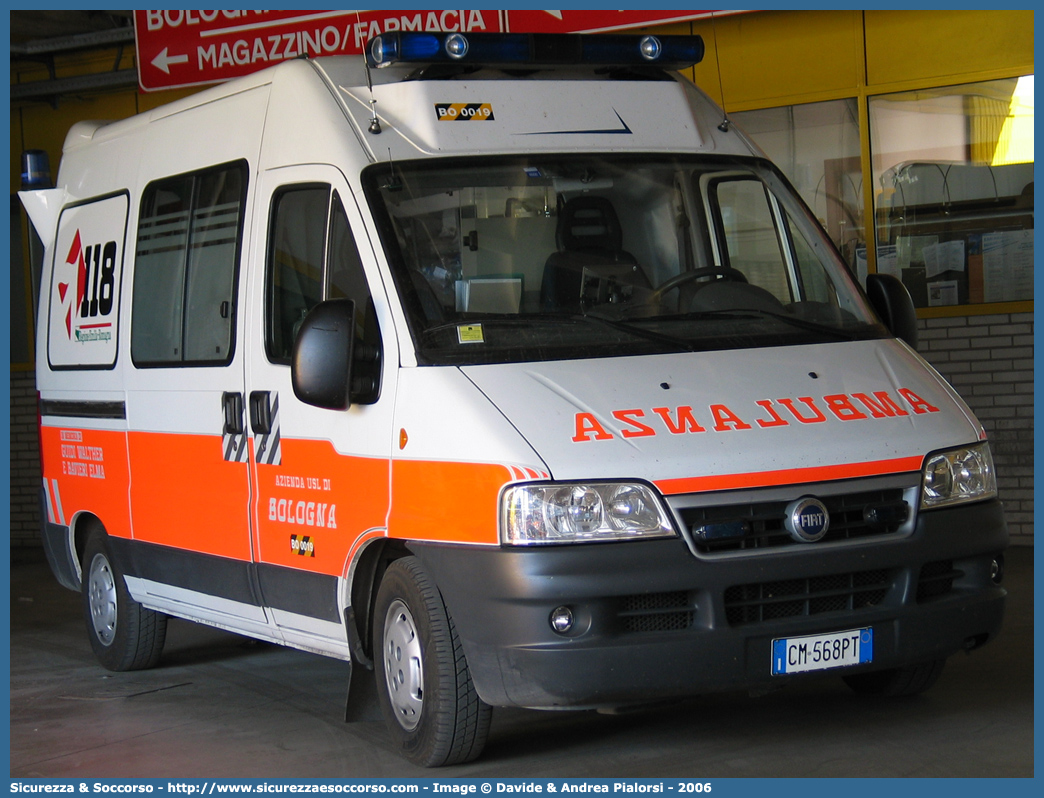 BO 0019
118 Bologna Soccorso
Fiat Ducato II serie restyling
Allestitore Vision S.r.l.
(variante)
Parole chiave: 118;Bologna;Soccorso;Ambulanza;Fiat;Ducato;Vision