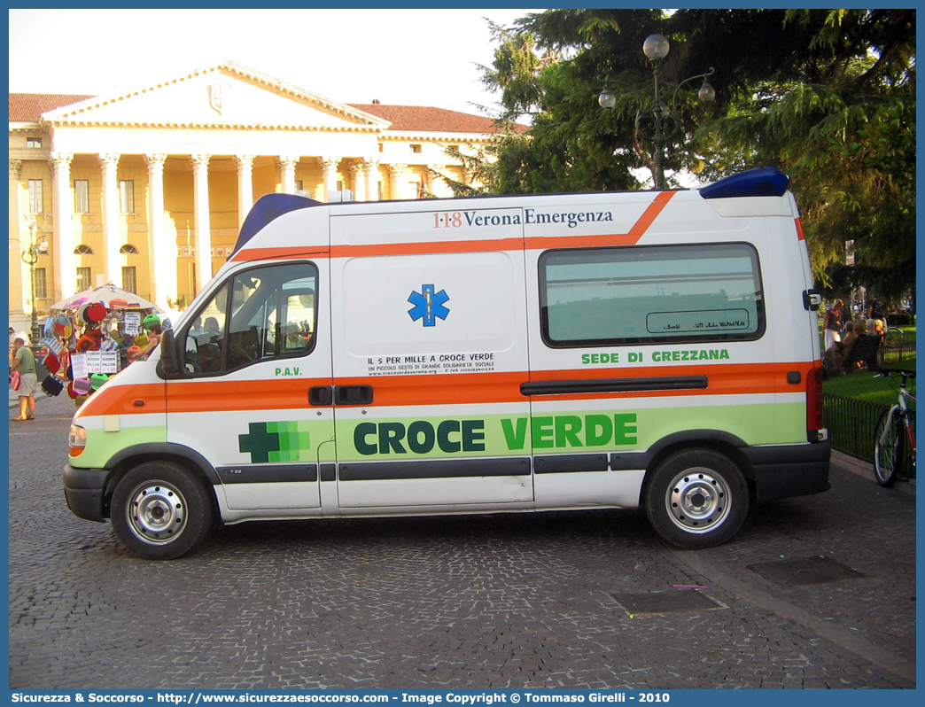 30
Croce Verde Verona
Renault Master II serie
Allestitore Aricar S.p.A.
Sezione di Grezzana
Parole chiave: Croce Verde;CV;C.V.;Verona;Pubblica;Assistenza;Ambulanza;Renault;Master