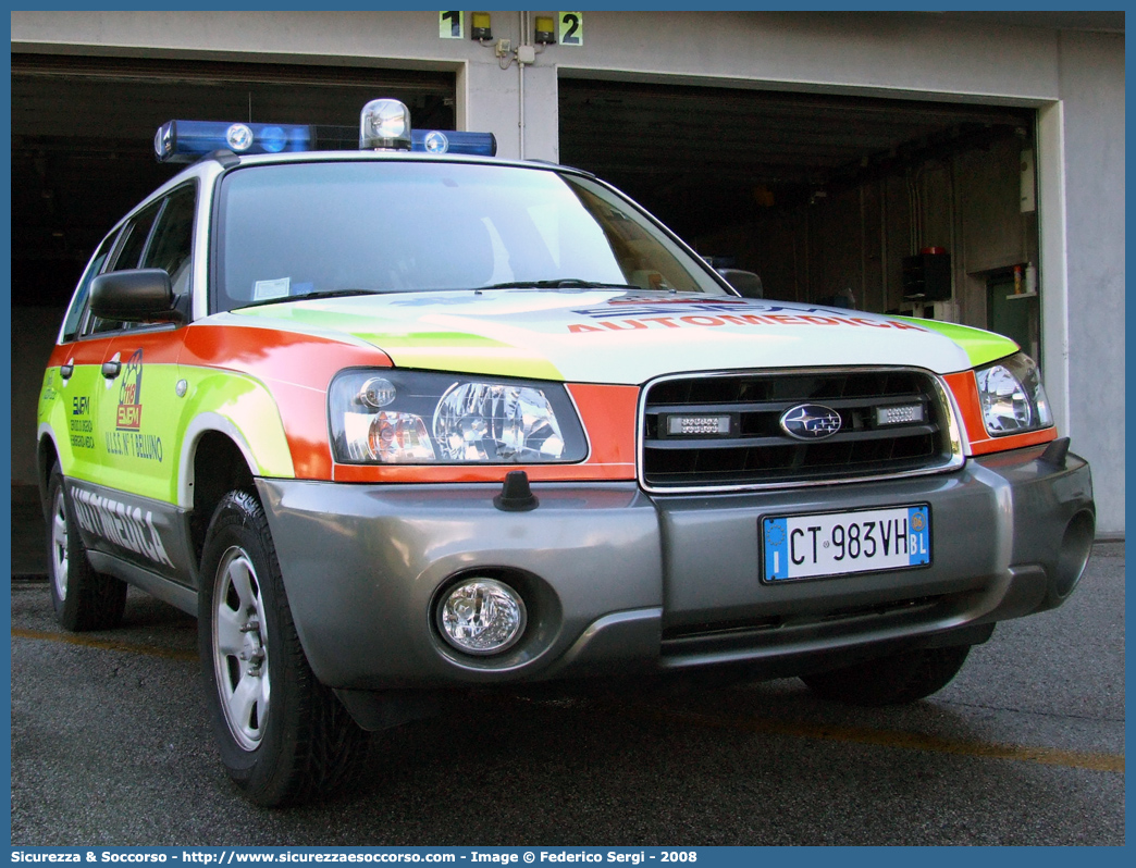 TANGO 1
SUEM 118 Belluno
Azienda ULSS 1 - Dolomiti
Pieve di Cadore
Subaru Forester III serie
Allestitore Aricar S.p.A.
Parole chiave: 118;SUEM;S.U.E.M.;Belluno;Pieve di Cadore;Automedica;Subaru;Forester;Aricar