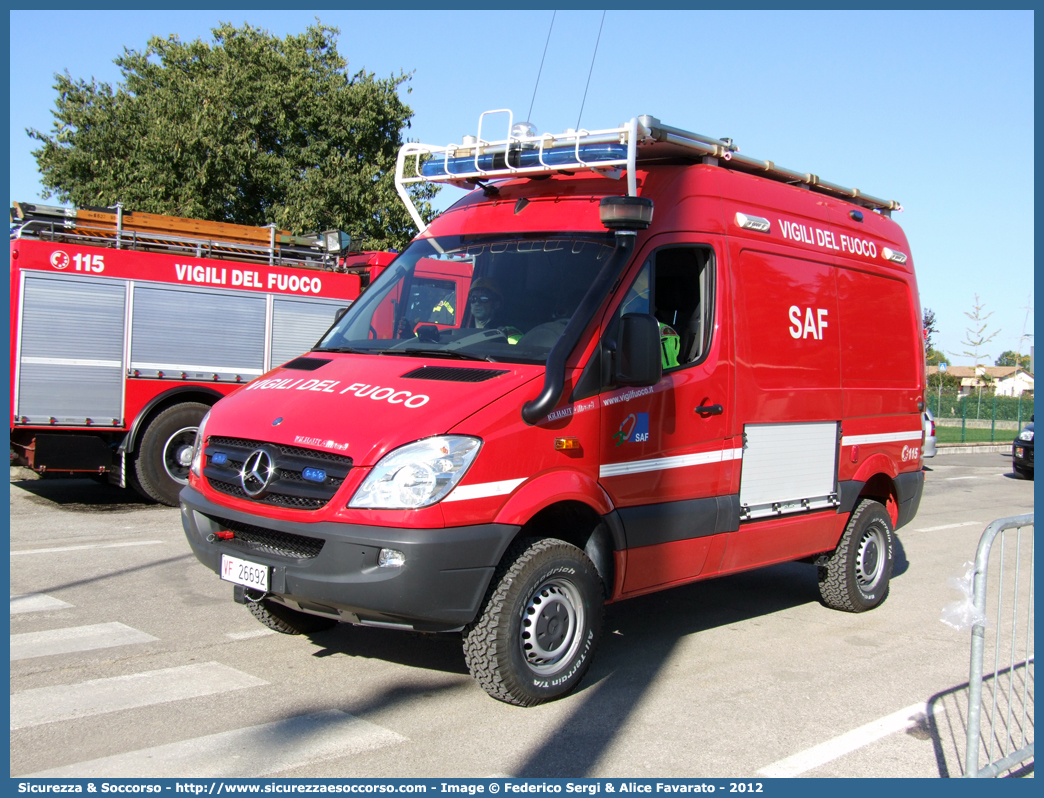 VF 26692
Corpo Nazionale Vigili del Fuoco
Nucleo Speleo Alpino Fluviale
Mercedes Benz Sprinter 319 4x4 II serie
Allestitore Baggio e De Sordi S.r.l.
Parole chiave: Corpo;Nazionale;Vigili del Fuoco;Vigili;Fuoco;Mercedes Benz;Sprinter;319;SAF;S.A.F.;Speleo;Alpino;Fluviale;Baggio;De Sordi