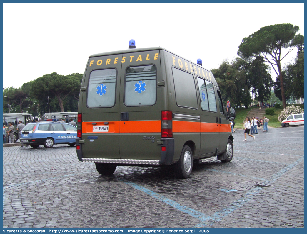 CFS 359AD
Corpo Forestale dello Stato
Servizio Sanitario
Fiat Ducato II serie
Parole chiave: Corpo;Forestale;Stato;Corpo Forestale dello Stato;CFS;C.F.S.;Servizio;Sanitario;Ambulanza;Fiat;Ducato