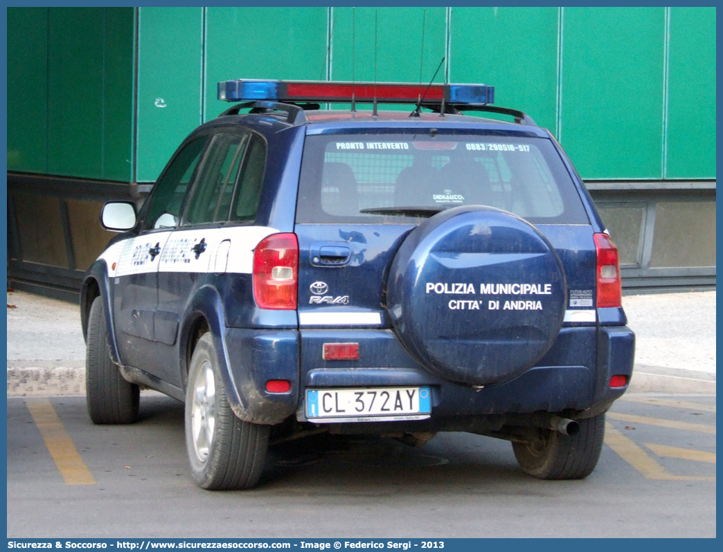 -
Polizia Municipale
Comune di Andria
Toyota Rav4 II serie
Allestitore Projet Service S.r.l.
Parole chiave: Polizia;Locale;Municipale;Andria;Toyota;RAV4