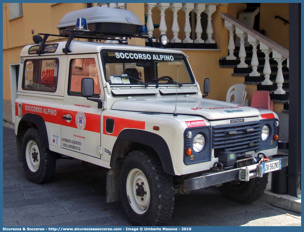 -
Corpo Nazionale
Soccorso Alpino e Speleologico
Delegazione Alpina
XXIII Liguria di Ponente
Stazione di Finale Ligure
Land Rover Defender 90
Parole chiave: CNSAS;C.N.S.A.S.;Corpo;Nazionale;Soccorso;Alpino;Speleologico;Liguria;SASL;S.A.S.L.;Finale Ligure;Land Rover;Defender;90