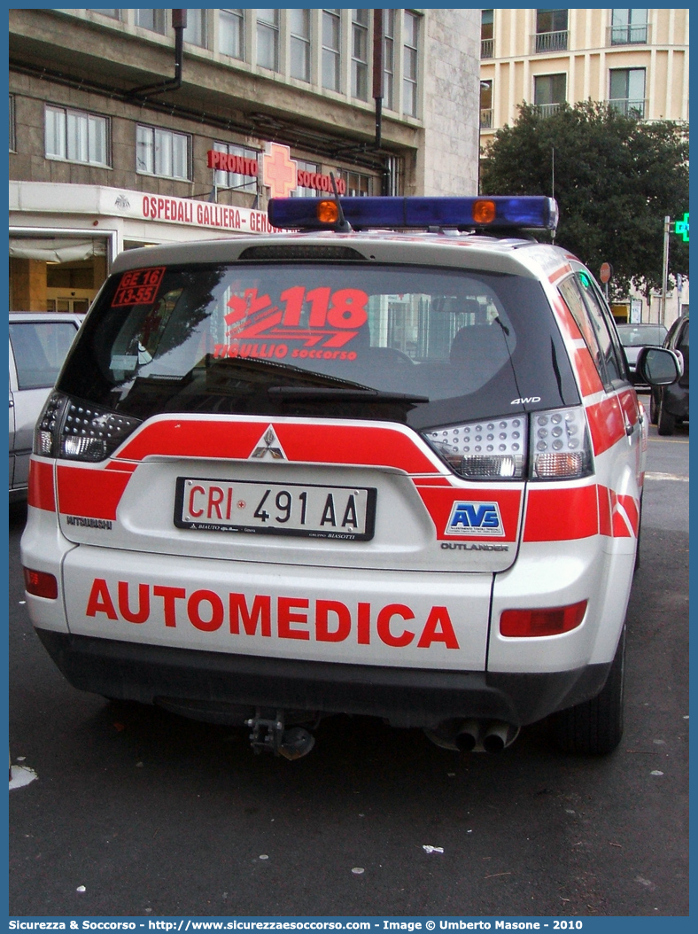 CRI 491AA
Croce Rossa Italiana
Riva Trigoso
Mitsubishi Outlander II serie
Allestitore AVS S.a.s.
Parole chiave: CRI;C.R.I.;Croce Rossa Italiana;Automedica;Auto medica;Automedicalizzata;Auto medicalizzata;Mitsubishi;Outlander;Riva Trigoso;491AA;AVS