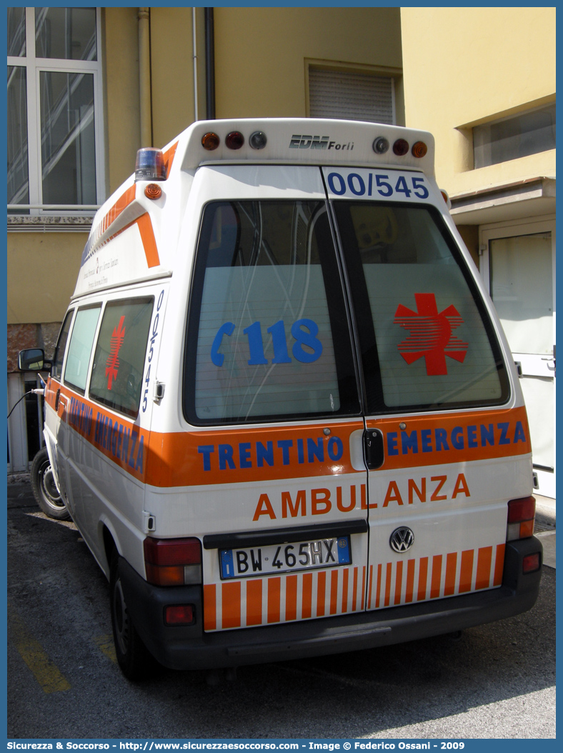 005-45
118 Trentino Emergenza
Volkswagen Transporter T4 restyling
Allestitore EDM S.r.l.
Parole chiave: 118;Trento;Trentino;Emergenza;Ambulanza;Volkswagen;Transporter;T4;EDM