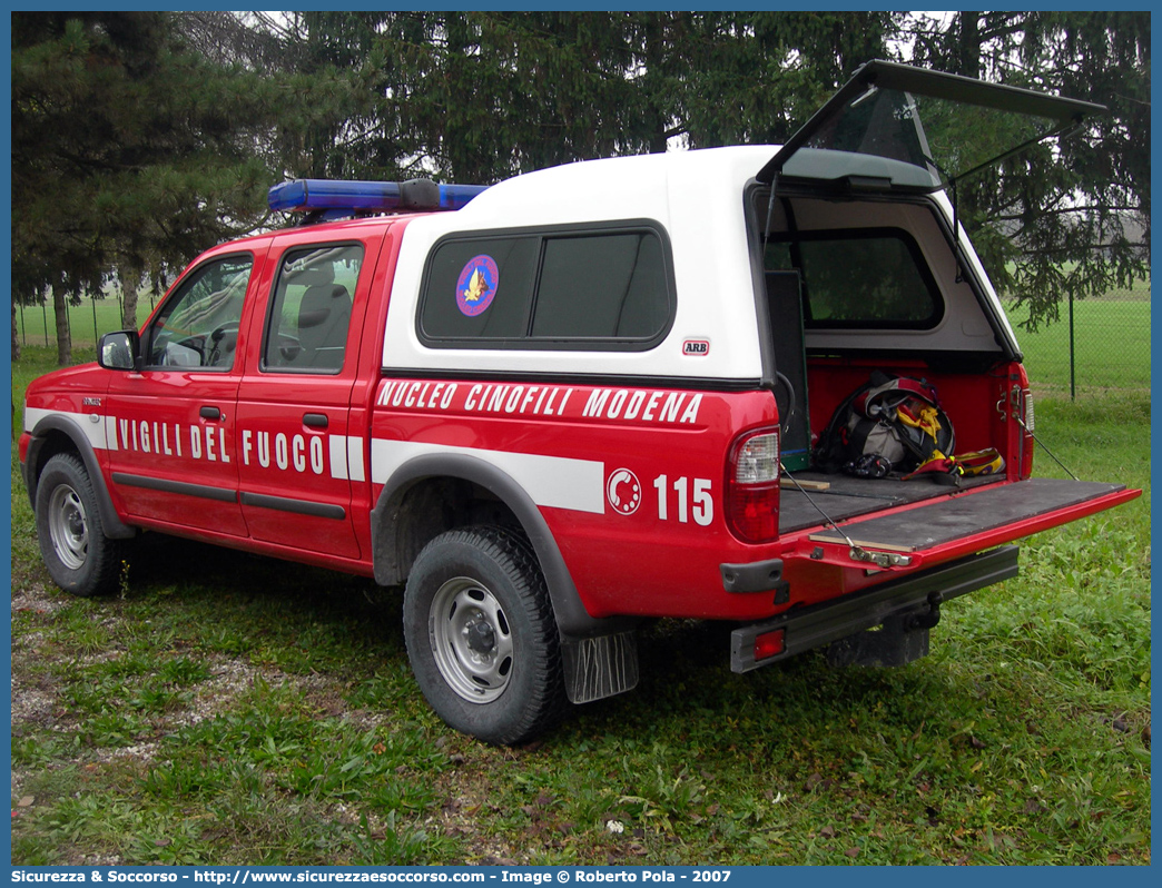 VF 23286
Corpo Nazionale Vigili del Fuoco
Nucleo Cinofili
Ford Ranger I serie restyling
Parole chiave: Corpo;Nazionale;Vigili del Fuoco;Vigili;Fuoco;Ford;Ranger;Cinofili