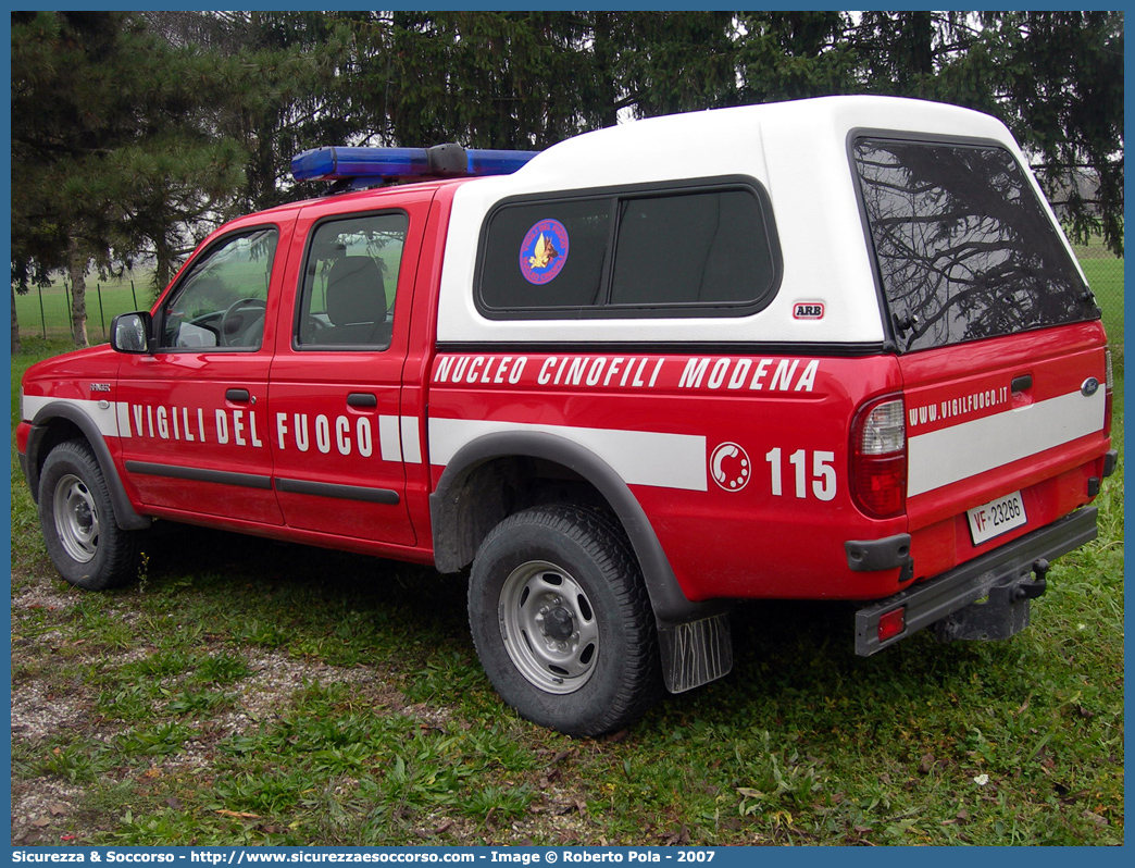 VF 23286
Corpo Nazionale Vigili del Fuoco
Nucleo Cinofili
Ford Ranger I serie restyling
Parole chiave: Corpo;Nazionale;Vigili del Fuoco;Vigili;Fuoco;Ford;Ranger;Cinofili