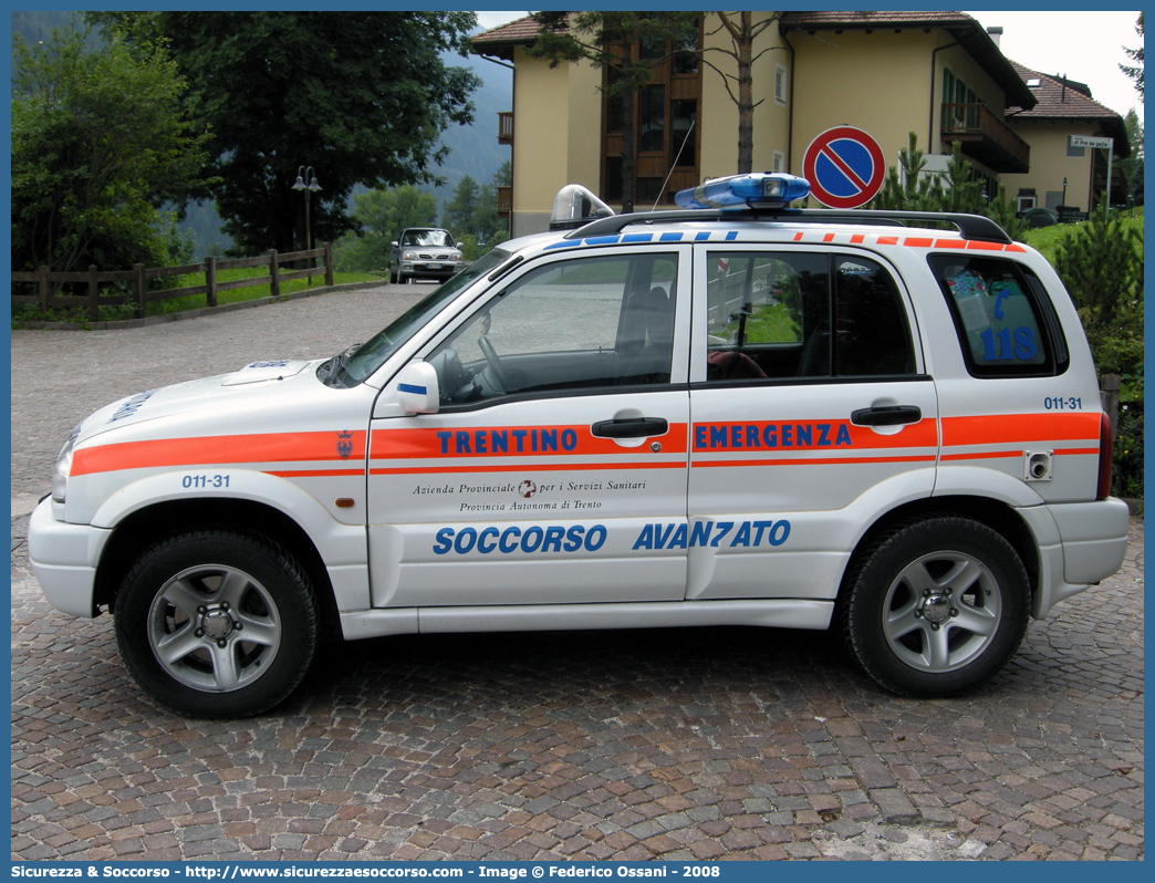 011-31
118 Trentino Emergenza
Suzuki Grand Vitara II serie
Allestitore EDM S.r.l.
Parole chiave: 118;Trentino;Emergenza;Trento;Automedica;Autosanitaria;Suzuki;Grand Vitara;EDM