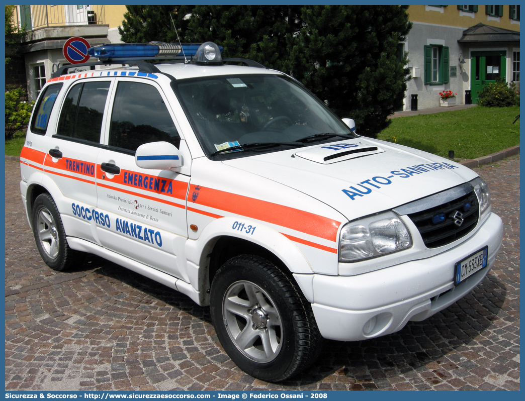 011-31
118 Trentino Emergenza
Suzuki Grand Vitara II serie
Allestitore EDM S.r.l.
Parole chiave: 118;Trentino;Emergenza;Trento;Automedica;Autosanitaria;Suzuki;Grand Vitara;EDM