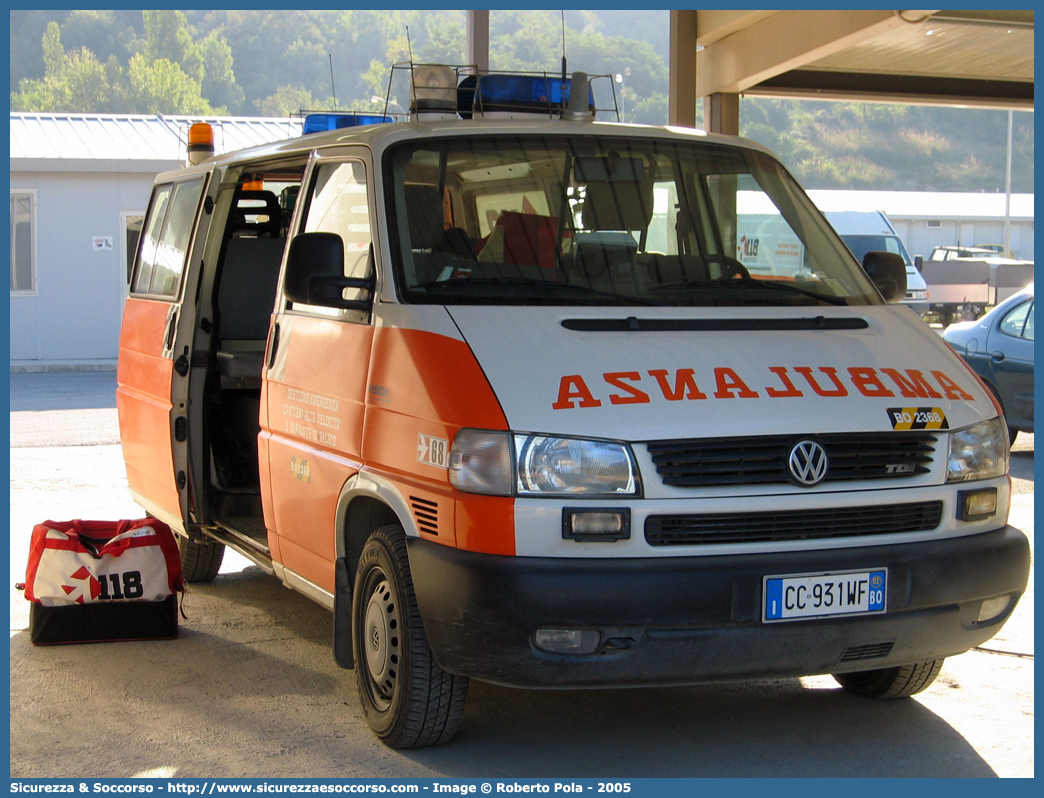 BO 2368
118 Bologna Soccorso
Volkswagen Transporter T4 restyling
Parole chiave: 118;Bologna;Soccorso;Ambulanza;Autoambulanza;Volkswagen;Transporter;T4;Vision;GECAV;Gestione;Emergenza;Cantieri;Alta Velocità;Variante di Valico