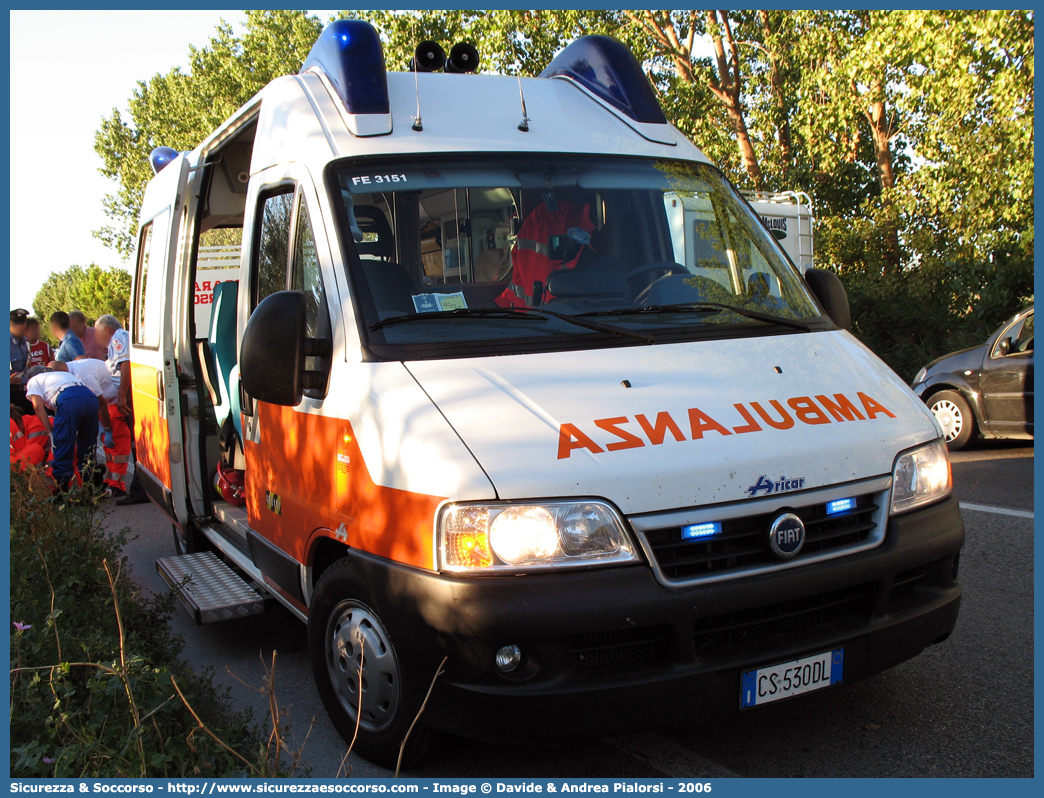 FE 3151
118 Ferrara Soccorso
Fiat Ducato II serie restyling
Allestitore Aricar S.p.A.
Parole chiave: 118;Ferrara;Soccorso;Ambulanza;Autoambulanza;Fiat;Ducato;Aricar