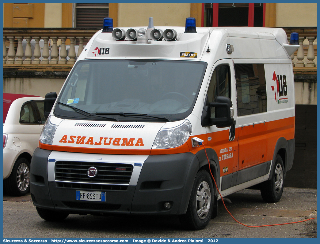 FE 3187
118 Ferrara Soccorso
Fiat Ducato III serie
Allestitore Vision S.r.l.
Parole chiave: 118;Ferrara;Soccorso;Ambulanza;Autoambulanza;Fiat;Ducato;X250;Vision