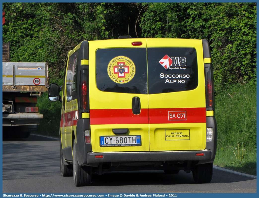 SA 071
Corpo Nazionale
Soccorso Alpino e Speleologico
Delegazione Alpina
XXV Emilia Romagna
Opel Vivaro I serie
Parole chiave: CNSAS;C.N.S.A.S.;Corpo;Nazionale;Soccorso;Alpino;Speleologico;Emilia;Romagna;SAER;S.A.E.R.;Opel;Vivaro