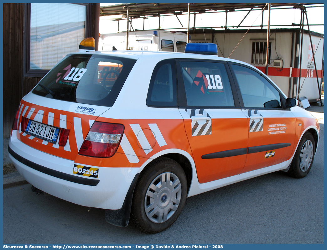 BO 2245
118 Bologna Soccorso
Fiat Stilo
Parole chiave: 118;Bologna;Soccorso;Fiat;Stilo;GECAV;Gestione;Emergenza;Cantieri;Alta Velocità;Variante di Valico