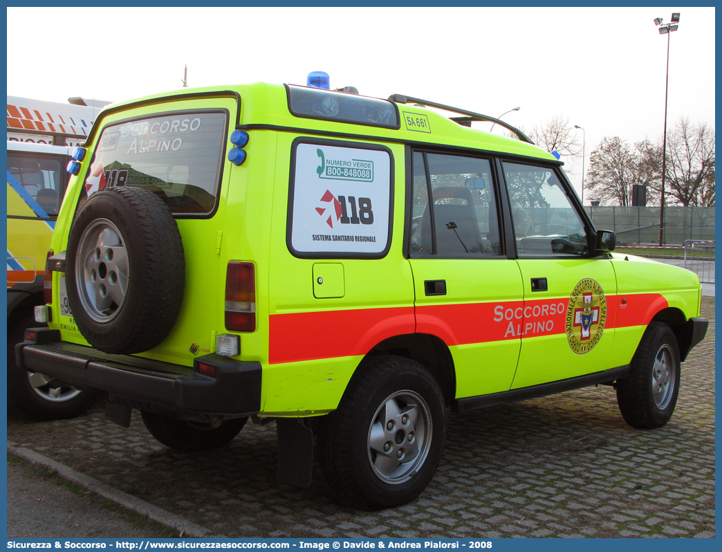 SA 661
Corpo Nazionale
Soccorso Alpino e Speleologico
Delegazione Alpina
XXV Emilia Romagna
Land Rover Discovery I serie
Parole chiave: CNSAS;C.N.S.A.S.;Corpo;Nazionale;Soccorso;Alpino;Speleologico;Emilia;Romagna;SAER;S.A.E.R.;Land Rover;Discovery