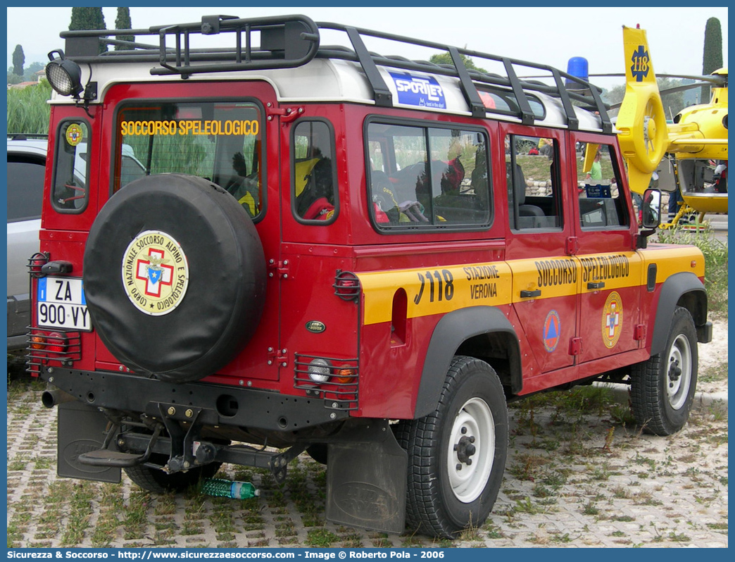 -
Corpo Nazionale
Soccorso Alpino e Speleologico
Zona Speleologica VI Veneto
Stazione di Verona
Land Rover Defender 110
Parole chiave: CNSAS;C.N.S.A.S.;Corpo;Nazionale;Soccorso;Alpino;Speleologico;Veneto;SASV;S.A.S.V.;Verona;Land Rover;Defender;110