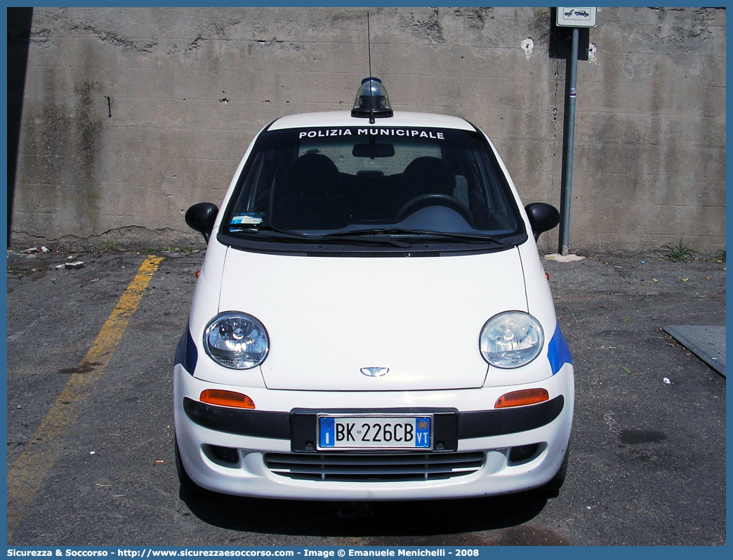 -
Polizia Municipale
Comune di Viterbo
Daewoo Matiz I serie
Parole chiave: Polizia;Locale;Municipale;Viterbo;Daewoo;Matiz