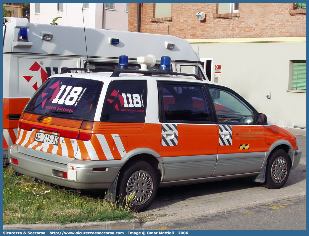 MO 1640
118 Modena Soccorso
Mitsubishi Space Wagon I serie
Allestitore Grazia
Parole chiave: 118;Modena;Soccorso;Automedica;Automedicalizzata;Auto Medica;Auto Medicalizzata;Mitsubishi;Space;Wagon;Grazia