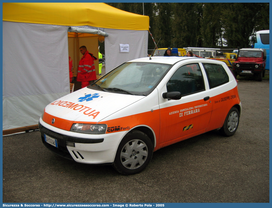 FE 3155
118 Ferrara Soccorso
Fiat Punto II serie
Allestitore EDM S.r.l.
Parole chiave: 118;Ferrara;Soccorso;Automedica;Automedicalizzata;Auto Medica;Auto Medicalizzata;Fiat;Punto;EDM