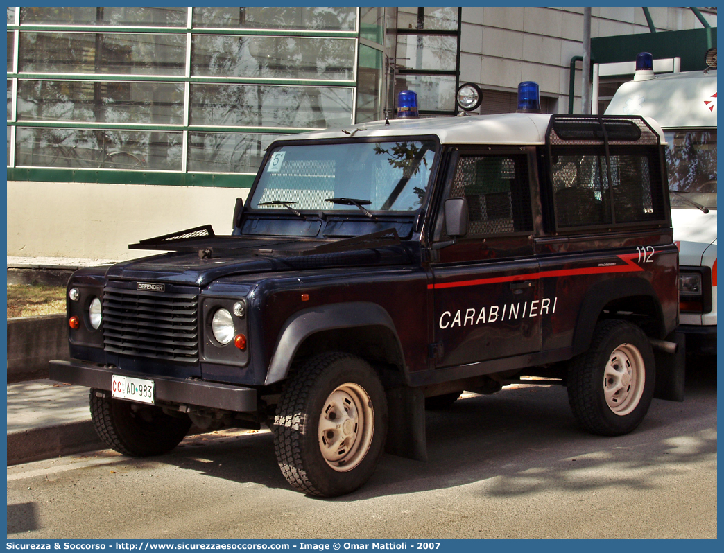 CC AD983
Arma dei Carabinieri
Battaglioni Mobili
Land Rover Defender 90
Parole chiave: CC;C.C.;Arma;dei;Carabinieri;Battaglioni;Mobili;Battaglione;Mobile;Land;Rover;Defender;90