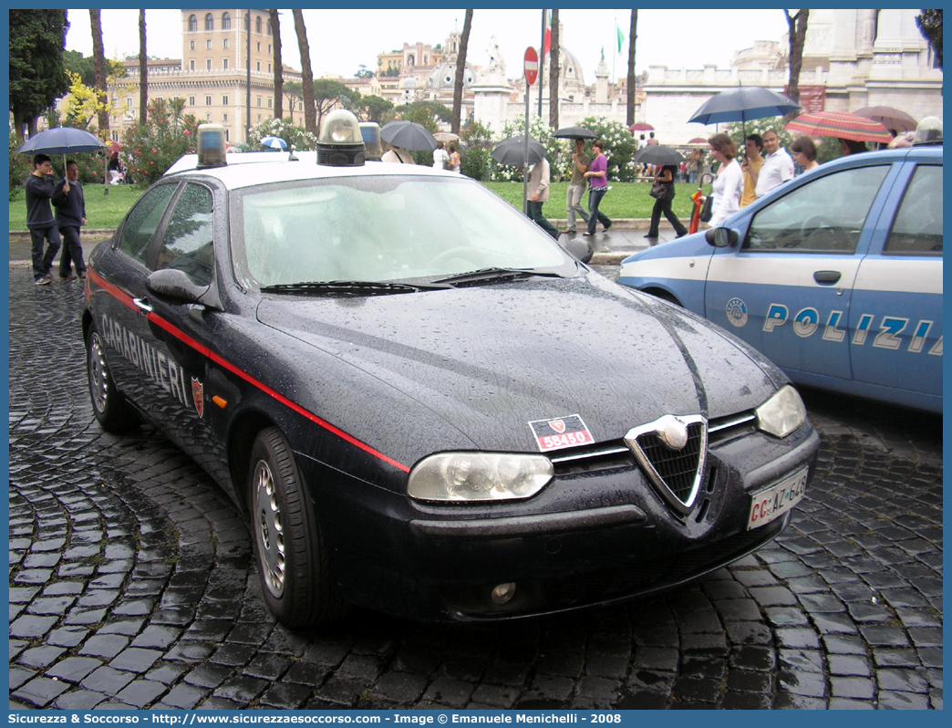 CC AZ648
Arma dei Carabinieri
Alfa Romeo 156 I serie
con sistema "Falco"
Parole chiave: CC;C.C.;Arma;dei;Carabinieri;Nucleo;Operativo;e;Radiomobile;Radio Mobile;NORM;N.O.R.M.;NRM;N.R.M.;Alfa;Romeo;156