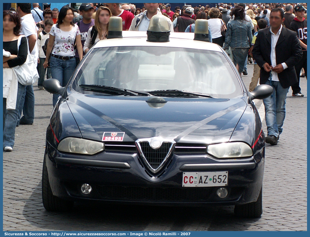 CC AZ652
Arma dei Carabinieri
Alfa Romeo 156 I serie
con sistema "Falco"
Parole chiave: CC;C.C.;Arma;dei;Carabinieri;Nucleo;Operativo;e;Radiomobile;Radio Mobile;NORM;N.O.R.M.;NRM;N.R.M.;Alfa;Romeo;156