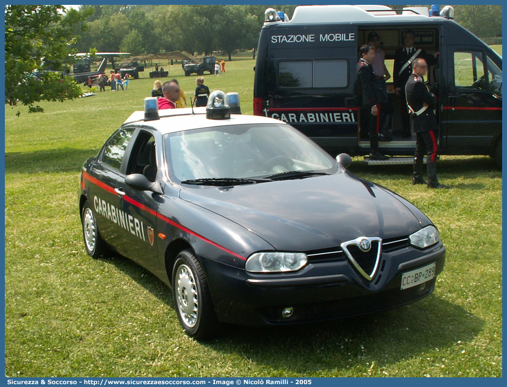 CC BP289
Arma dei Carabinieri
Alfa Romeo 156 I serie
con sistema "Falco"
Parole chiave: CC;C.C.;Arma;dei;Carabinieri;Nucleo;Operativo;e;Radiomobile;Radio Mobile;NORM;N.O.R.M.;NRM;N.R.M.;Alfa;Romeo;156