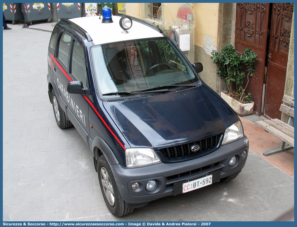 CC BT592
Arma dei Carabinieri
Daihatsu Terios II serie
Parole chiave: CCBT592;Arma dei Carabinieri;Daihatsu Terios II serie