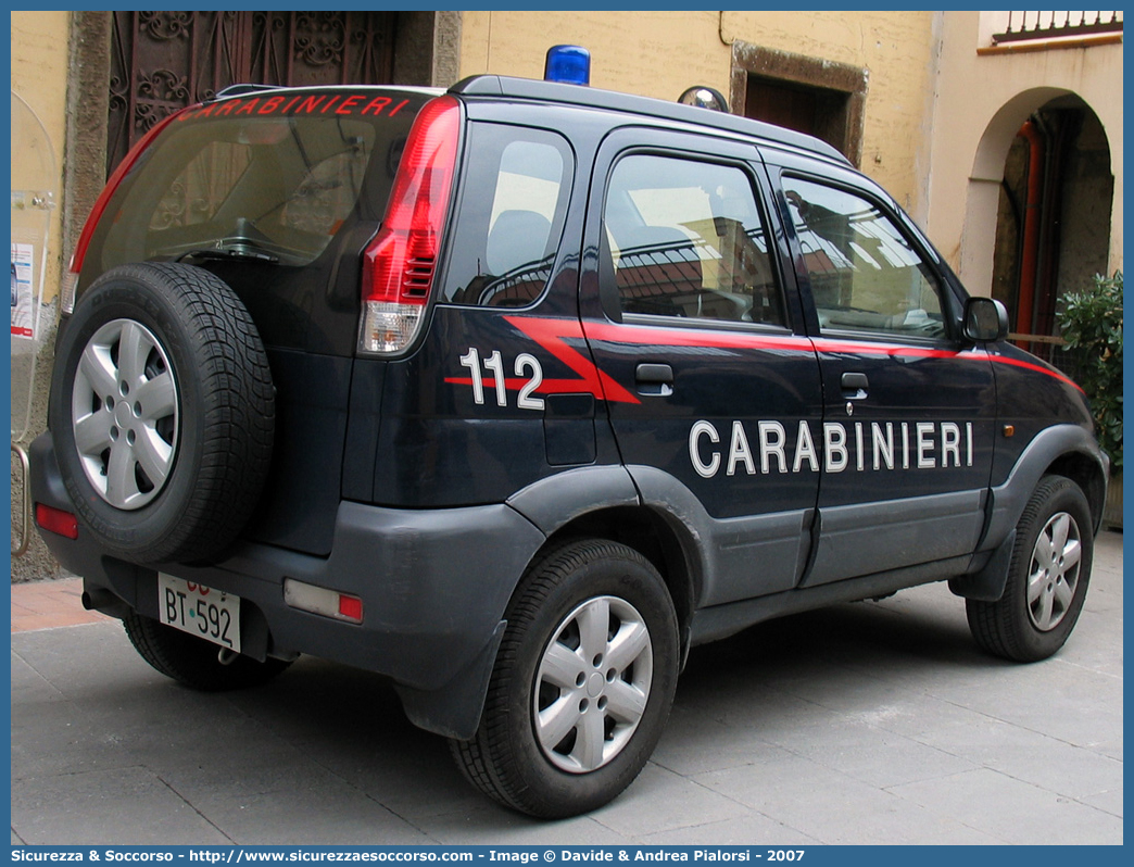 CC BT592
Arma dei Carabinieri
Daihatsu Terios II serie
Parole chiave: CCBT592;Arma dei Carabinieri;Daihatsu Terios II serie