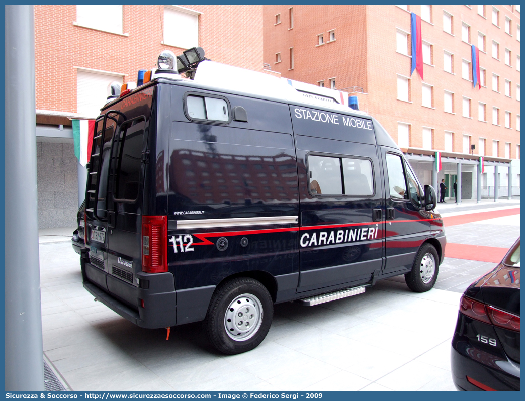 CC BV979
Arma dei Carabinieri
Fiat Ducato II serie restyling
Stazione Mobile
Allestitore Elevox S.r.l.
Parole chiave: CC;C.C.;Arma;Carabinieri;Fiat;Ducato;Stazione;Mobile;Elevox