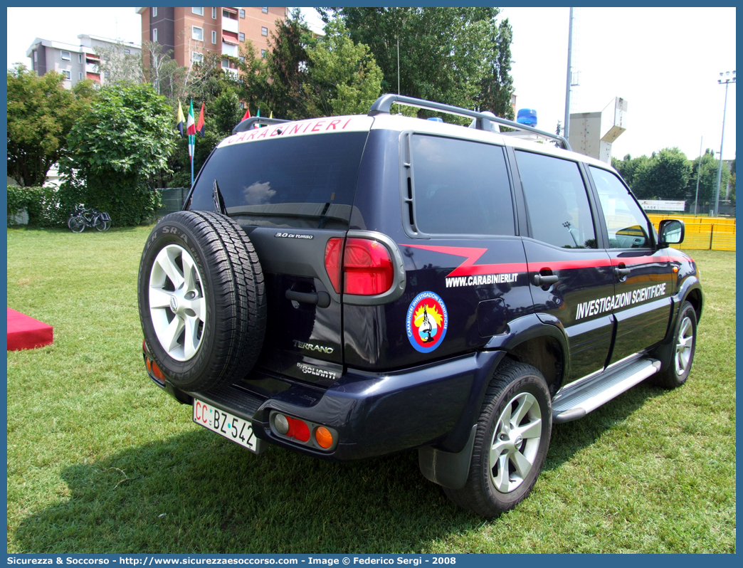 CC BZ542
Arma dei Carabinieri
Raggruppamento Carabinieri
Investigazioni Scientifiche
Nissan Terrano III serie
Allestitore Bollanti S.r.l.
Parole chiave: CCBZ542;Arma dei Carabinieri;Raggruppamento Carabinieri Investigazioni Scientifiche;RACIS;RIS;Nissan Terrano III serie