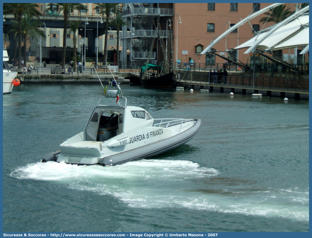 V.607
Guardia di Finanza
R.O.A.N. Componente Navale
Vedetta Veloce Classe 600 "Falco"
FB Design FB 33 Rib
Parole chiave: GdiF;G.D.F.;GDF;Guardia;di;Finanza;R.O.A.N.;ROAN;Componente;Navale;Vedetta;Classe;V600;FB;Design;33;Rib