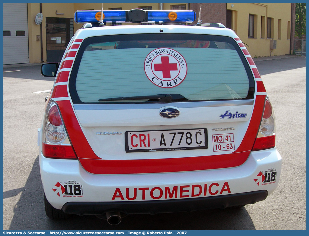 CRI A778C
Croce Rossa Italiana
Carpi
Subaru Forester IV serie
Allestitore Aricar S.p.A.
Parole chiave: CRI;C.R.I.;Croce Rossa Italiana;Automedica;Auto Medica;Automedicalizzata;Auto Medicalizzata;Subaru;Forester;Carpi;A778C;Aricar