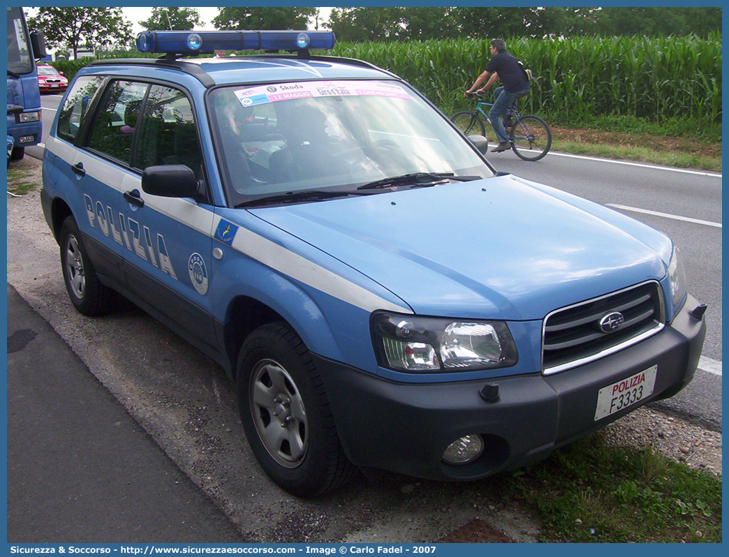 Polizia F3333
Polizia di Stato
Polizia Stradale
Subaru Forester III serie
Parole chiave: Polizia di Stato;Polizia;PS;P.S.;Stradale;Subaru;Forester;F3333