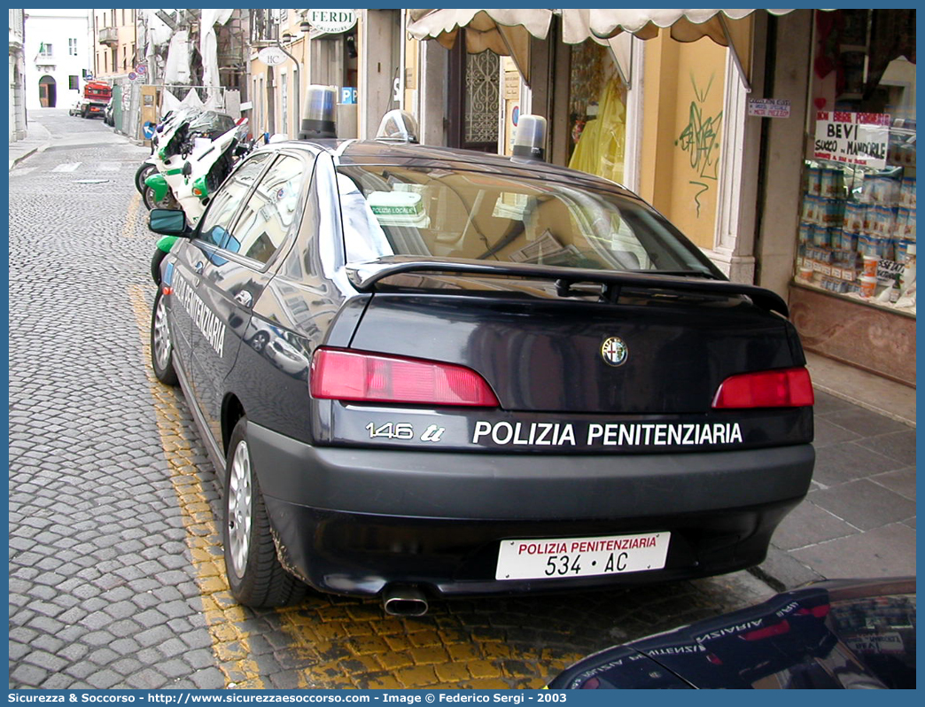 Polizia Penitenziaria 534AC
Polizia Penitenziaria
Nucleo Traduzioni e Piantonamenti
Alfa Romeo 146
Parole chiave: 534AC;Polizia Penitenziaria;Nucleo Traduzioni e Piantonamenti;Alfa Romeo 146