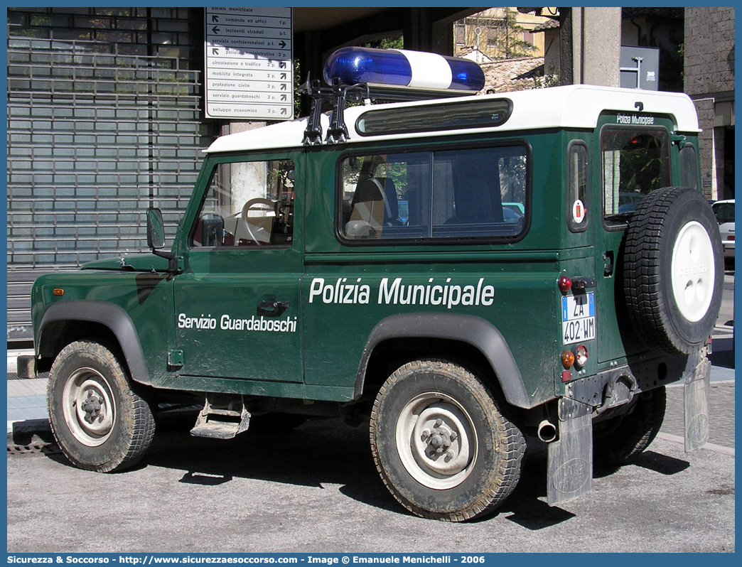 -
Polizia Municipale
Comune di Terni
Nucleo Guardaboschi
Land Rover Defender 90
Parole chiave: Polizia;Locale;Municipale;Terni;Guardaboschi;Land Rover;Defender;90