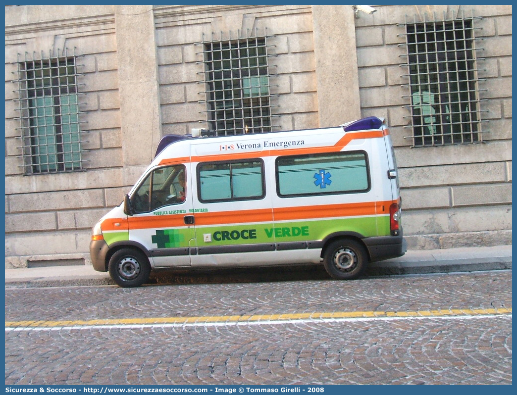 39
Croce Verde Verona
Renault Master III serie
Allestitore Aricar S.p.A.
Parole chiave: Croce Verde;CV;C.V.;Verona;Pubblica;Assistenza;Ambulanza;Renault;Master