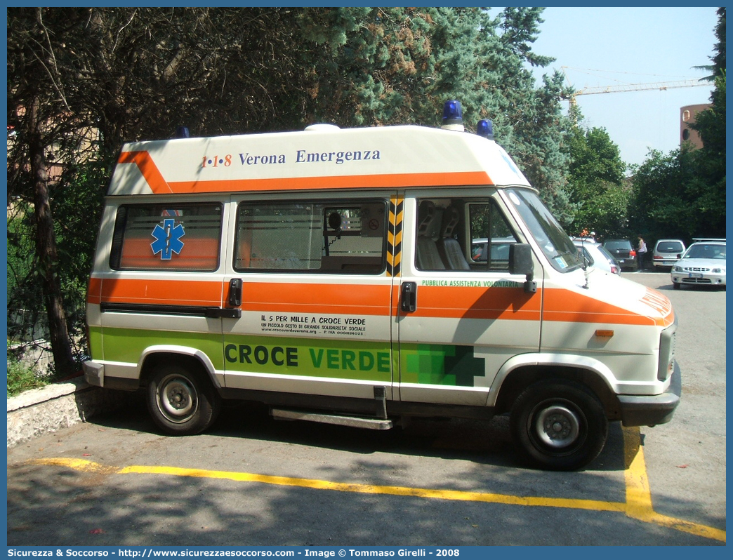 -
Croce Verde Verona
Fiat Ducato I serie

Parole chiave: Croce Verde;CV;C.V.;Verona;Pubblica;Assistenza;Ambulanza;Fiat;Ducato;I serie