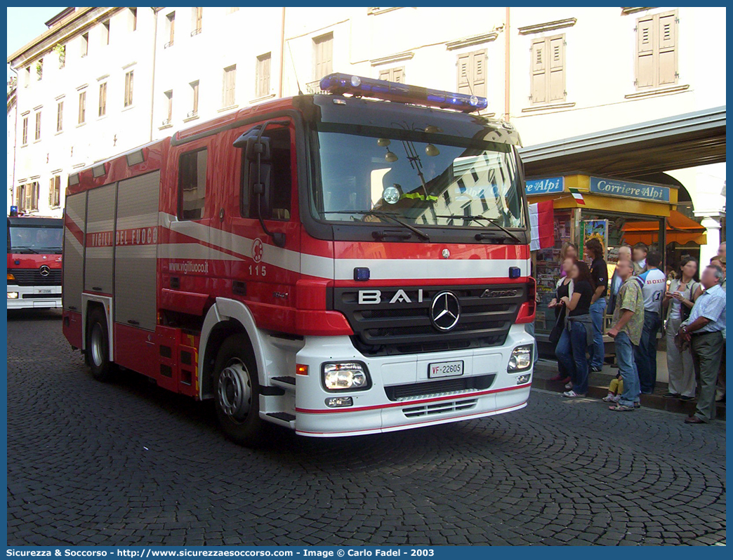 VF 22605
Corpo Nazionale Vigili del Fuoco
Mercedes Benz Actros 1841
Allestitore BAI S.r.l.
Parole chiave: VVF;V.V.F.;Corpo;Nazionale;Vigili;del;Fuoco;AutoPompaSerbatoio;APS;A.P.S.;Mercedes Benz;Actros;1841;BAI