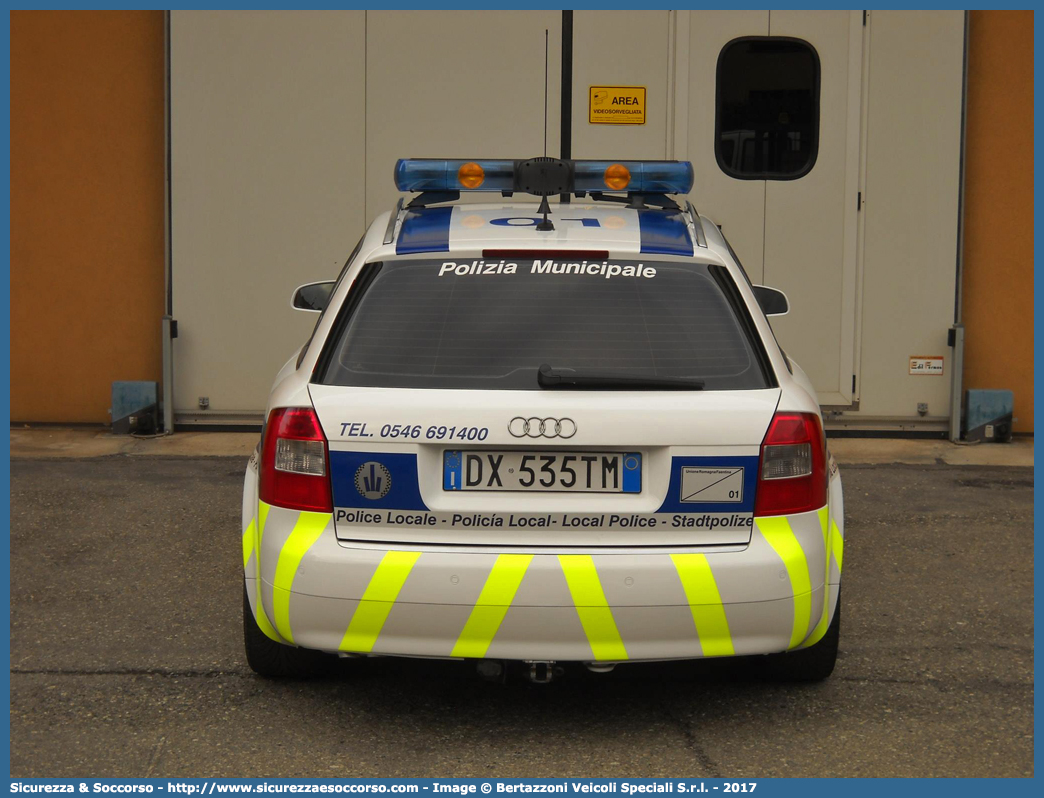 -
Polizia Municipale
Unione Comuni
della Romagna Faentina
Audi A4 Avant II serie
Allestitore Bertazzoni S.r.l.
Parole chiave: Polizia;Locale;Municipale;Unione;Romagna;Faentina;Faenza;Brisighella;Casola Valsenio;Castel Bolognese;Riolo Terme;Solarolo;Audi;A4;Avant;Bertazzoni