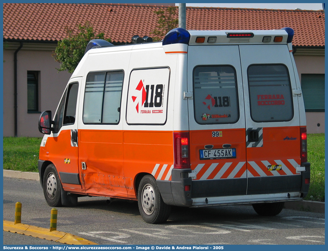 FE 3199
118 Ferrara Soccorso
Fiat Ducato II serie restyling
Allestitore Aricar S.p.A.
Parole chiave: 118;Ferrara;Soccorso;Ambulanza;Autoambulanza;Fiat;Ducato;Aricar